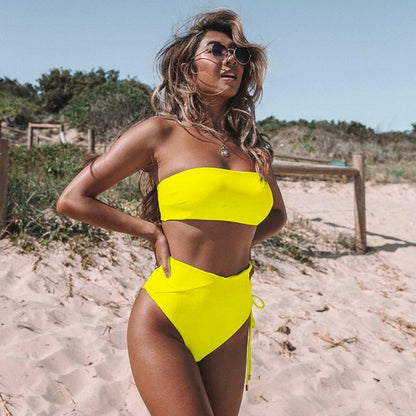 2 Piece High Waist Bandage Swimsuit Push Up Bikini Set Off Shoulder Bathing Suits Summer Beach Wear Swimwear The Clothing Company Sydney