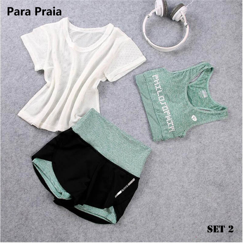 3 Piece High Waist Three Piece Yoga Set Sportswear for Women Sports Bra Fitness Clothing Women Sports Shorts Gym Workout Crop Top Women The Clothing Company Sydney