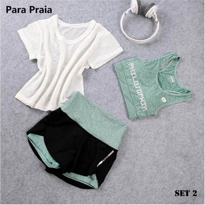 3 Piece High Waist Three Piece Yoga Set Sportswear for Women Sports Bra Fitness Clothing Women Sports Shorts Gym Workout Crop Top Women The Clothing Company Sydney