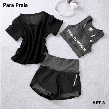 3 Piece High Waist Three Piece Yoga Set Sportswear for Women Sports Bra Fitness Clothing Women Sports Shorts Gym Workout Crop Top Women The Clothing Company Sydney