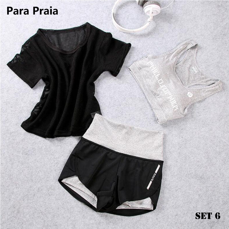 3 Piece High Waist Three Piece Yoga Set Sportswear for Women Sports Bra Fitness Clothing Women Sports Shorts Gym Workout Crop Top Women The Clothing Company Sydney