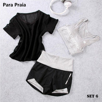 3 Piece High Waist Three Piece Yoga Set Sportswear for Women Sports Bra Fitness Clothing Women Sports Shorts Gym Workout Crop Top Women The Clothing Company Sydney