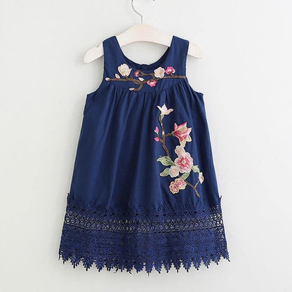 Summer Brand New Floral Lace Silk Dress Fashion Girls Round Neck Flying Sleeve Dress The Clothing Company Sydney