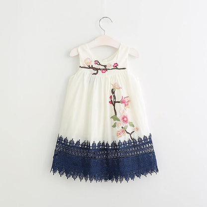 Summer Brand New Floral Lace Silk Dress Fashion Girls Round Neck Flying Sleeve Dress The Clothing Company Sydney