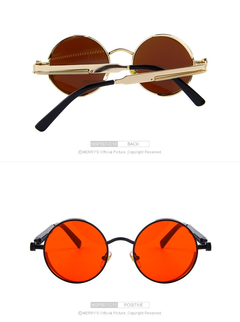 Vintage Womens Steampunk Brand Designer Round Sunglasses UV400 The Clothing Company Sydney