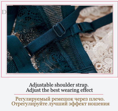 2 Piece Lace Bra and Panties Push Up Brassiere Sexy Underwear Set Cotton Thick Bras Embroidered Women Lingerie Set The Clothing Company Sydney