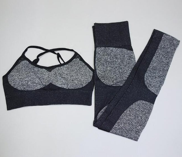 2 Piece Seamless yoga Fitness Sports Suits Gym Tank Belt Bra Tops High Waist Running Leggings Workout Pants+Bras Set The Clothing Company Sydney
