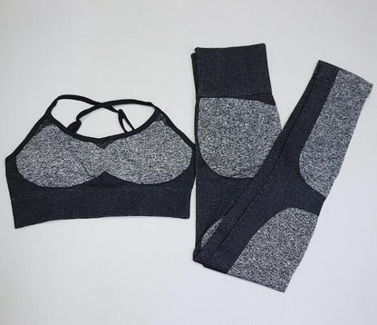 2 Piece Seamless yoga Fitness Sports Suits Gym Tank Belt Bra Tops High Waist Running Leggings Workout Pants+Bras Set The Clothing Company Sydney