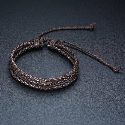 4 PieceSet Braided Wrap PU Leather Bracelets for Men Vintage Life Tree Rudder Charm Wood Beads Ethnic Tribal Style Wristbands The Clothing Company Sydney
