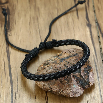 4 PieceSet Braided Wrap PU Leather Bracelets for Men Vintage Life Tree Rudder Charm Wood Beads Ethnic Tribal Style Wristbands The Clothing Company Sydney