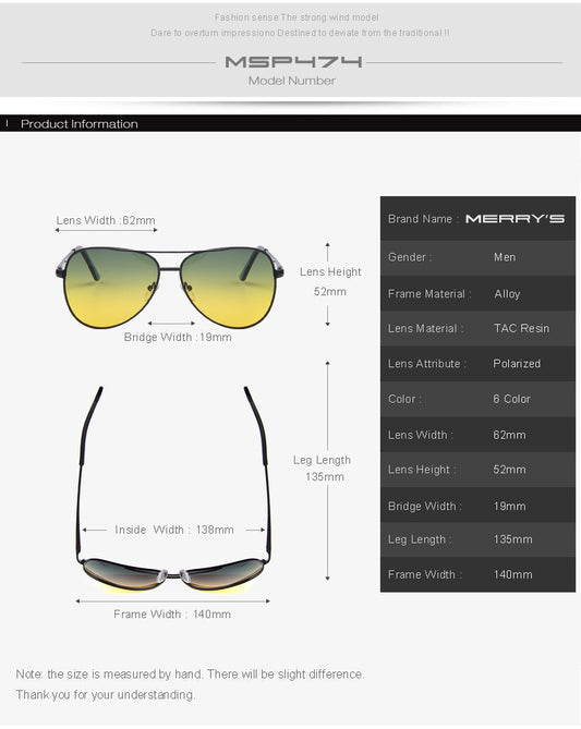 Designer Brand Mens Polarized Night Vision Driving Sunglasses 100% UV400 The Clothing Company Sydney