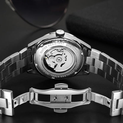 Automatic Mechanical Men's Watch Stainless Steel Japan NH35A Curved Glass Business Fashion Leisure Waterproof Wrist Watch The Clothing Company Sydney