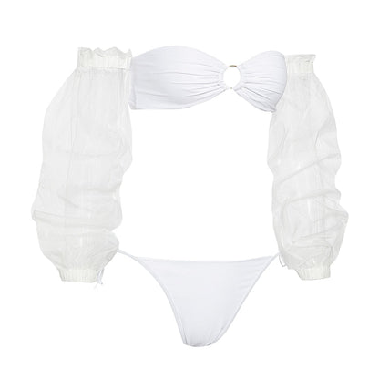2 Piece High waist Ruffle swimsuit female swimwear women Off shoulder retro bathing suit with skirt Bikini Set The Clothing Company Sydney