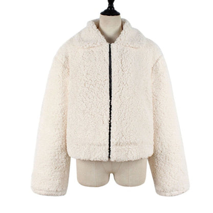 Faux Fur Coat Autumn Elegant Loose Thin Outwear Zipper Overcoat Teddy Jacket The Clothing Company Sydney