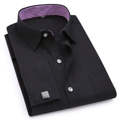 Men's French Cufflinks Long sleeves Shirts Black White Blue Yellow Lapel Male Business Dress shirt Fit Wedding Party Men Clothin The Clothing Company Sydney