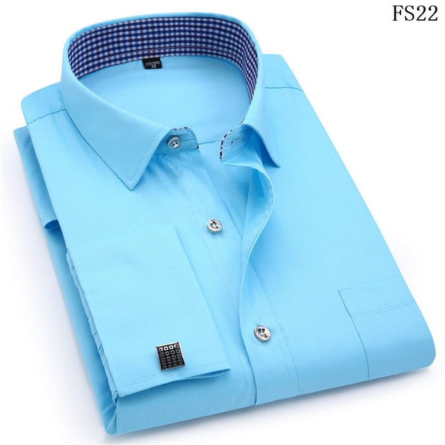 Men's French Cufflinks Long sleeves Shirts Black White Blue Yellow Lapel Male Business Dress shirt Fit Wedding Party Men Clothin The Clothing Company Sydney
