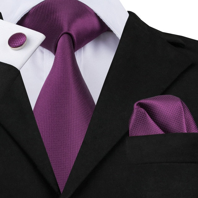 3 Piece Business Classic Blue Black Striped Solid Men's 3.4" Brand Necktie Pocket Square Cufflinks Wedding Party Silk Tie Set The Clothing Company Sydney