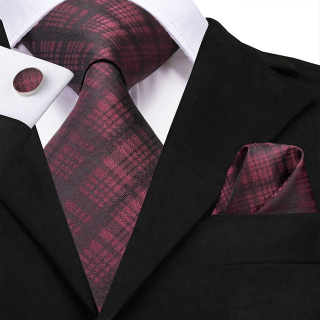 3 Piece Business Classic Blue Black Striped Solid Men's 3.4" Brand Necktie Pocket Square Cufflinks Wedding Party Silk Tie Set The Clothing Company Sydney