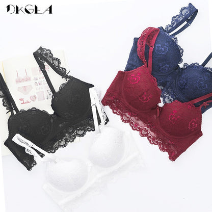 2 Piece Cotton Blue Sexy Bra Set Push up Thick Brassiere Lace Embroidered Brief Lingerie Underwear Set The Clothing Company Sydney