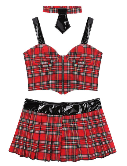 3 Piece Women School Cosplay Plaid Uniform Lingerie Cheerleader Sexy Halloween Roleplay Costume for Women The Clothing Company Sydney