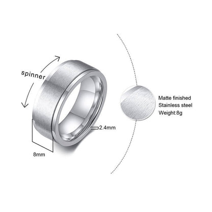 6/8mm Spinner Ring Men Ladies Stress Release Accessory Classic Stainless Steel Wedding Band Casual Sport Jewellery The Clothing Company Sydney