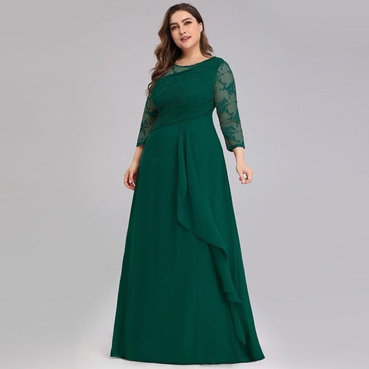 Bride Mother Dress Plus Size Evening Party Gowns Elegant Lace A-line Chiffon Long Sleeve O-neck Mother of the Bride Dresses The Clothing Company Sydney