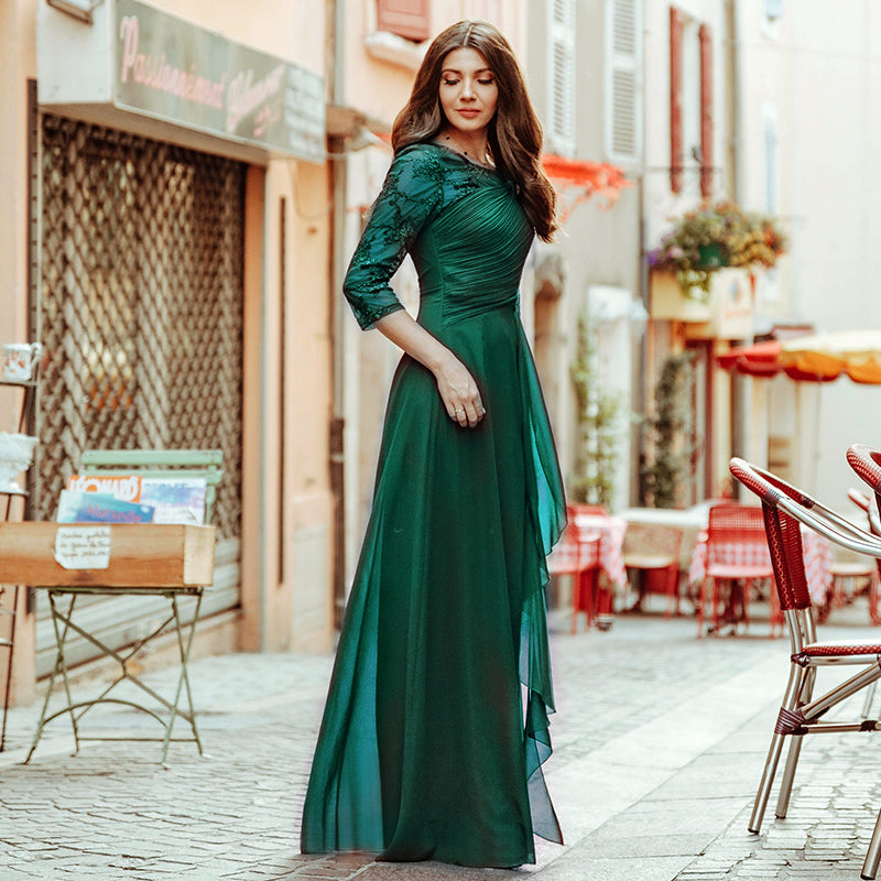 Bride Mother Dress Plus Size Evening Party Gowns Elegant Lace A-line Chiffon Long Sleeve O-neck Mother of the Bride Dresses The Clothing Company Sydney