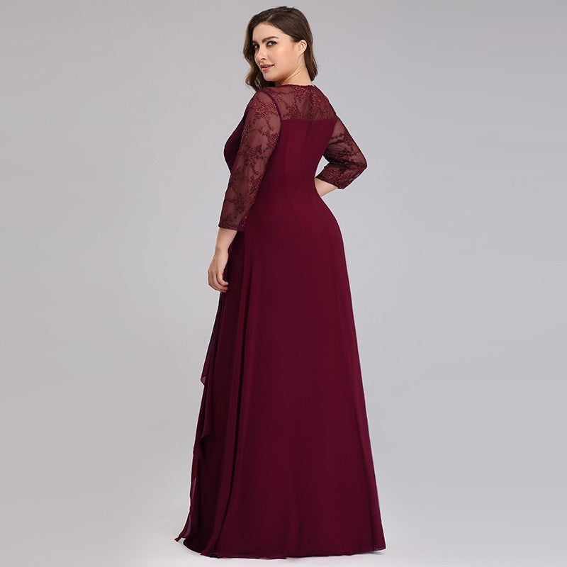 Bride Mother Dress Plus Size Evening Party Gowns Elegant Lace A-line Chiffon Long Sleeve O-neck Mother of the Bride Dresses The Clothing Company Sydney