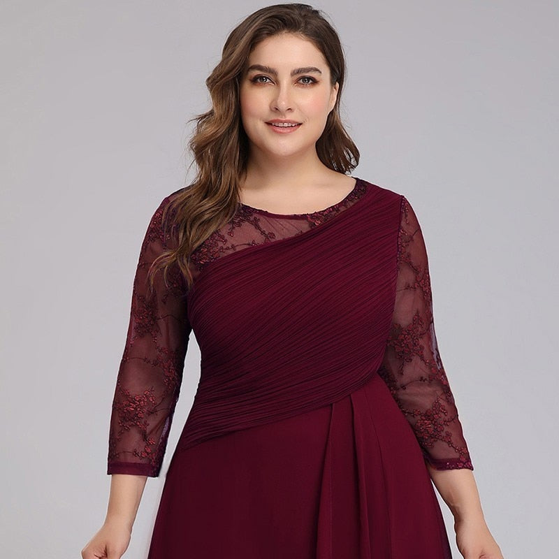 Bride Mother Dress Plus Size Evening Party Gowns Elegant Lace A-line Chiffon Long Sleeve O-neck Mother of the Bride Dresses The Clothing Company Sydney