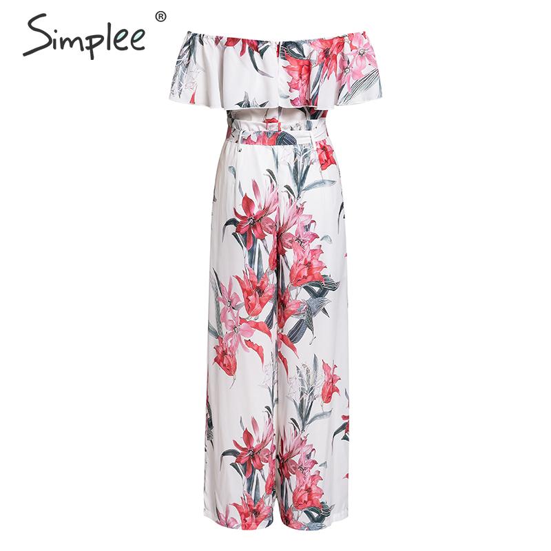 Bohemian floral print Elegant off shoulder sashes ladies long Summer beach ruffled playsuit Jumpsuit The Clothing Company Sydney