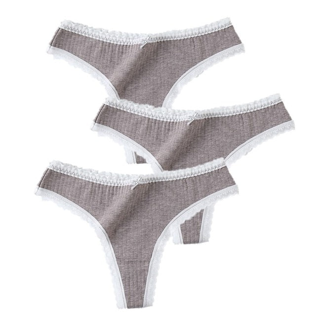 3 Pcs/Set Women Panties G-String Underwear Fashion Thong Sexy Cotton Panties Ladies G-string Soft Lingerie Solid Low Rise Panty The Clothing Company Sydney