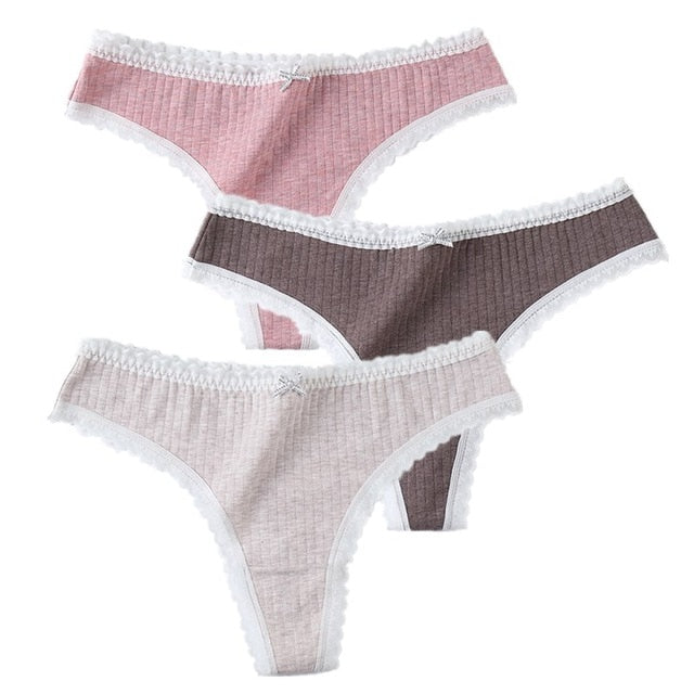 3 Pcs/Set Women Panties G-String Underwear Fashion Thong Sexy Cotton Panties Ladies G-string Soft Lingerie Solid Low Rise Panty The Clothing Company Sydney