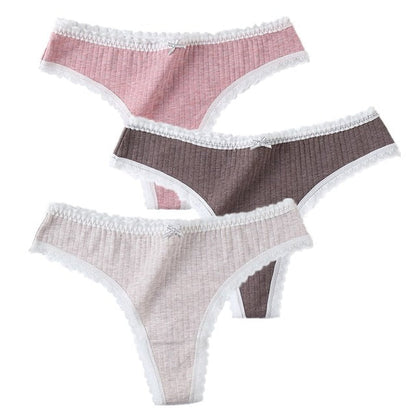 3 Pcs/Set Women Panties G-String Underwear Fashion Thong Sexy Cotton Panties Ladies G-string Soft Lingerie Solid Low Rise Panty The Clothing Company Sydney