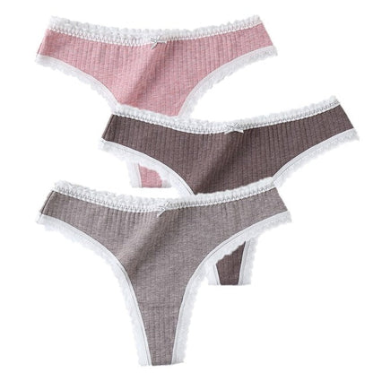 3 Pcs/Set Women Panties G-String Underwear Fashion Thong Sexy Cotton Panties Ladies G-string Soft Lingerie Solid Low Rise Panty The Clothing Company Sydney