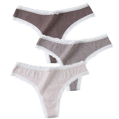 3 Pcs/Set Women Panties G-String Underwear Fashion Thong Sexy Cotton Panties Ladies G-string Soft Lingerie Solid Low Rise Panty The Clothing Company Sydney