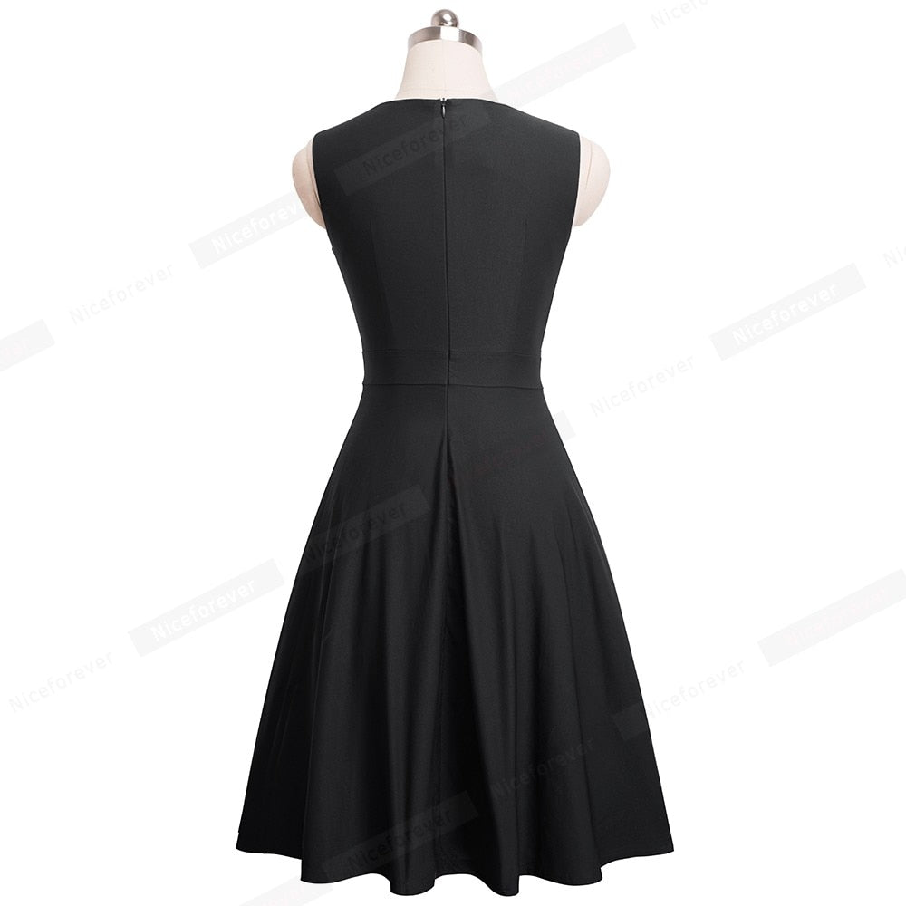 Elegant Embroidery Butterfly Sleeveless A-Line Business Party Women Flare Dress The Clothing Company Sydney