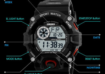 Men's Outdoor Sport Alarm Clock 5Bar Waterproof Military LED Display Shock Digital Watch The Clothing Company Sydney