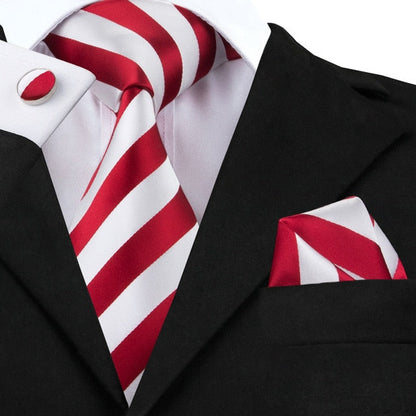 3 Piece Business Classic Blue Black Striped Solid Men's 3.4" Brand Necktie Pocket Square Cufflinks Wedding Party Silk Tie Set The Clothing Company Sydney