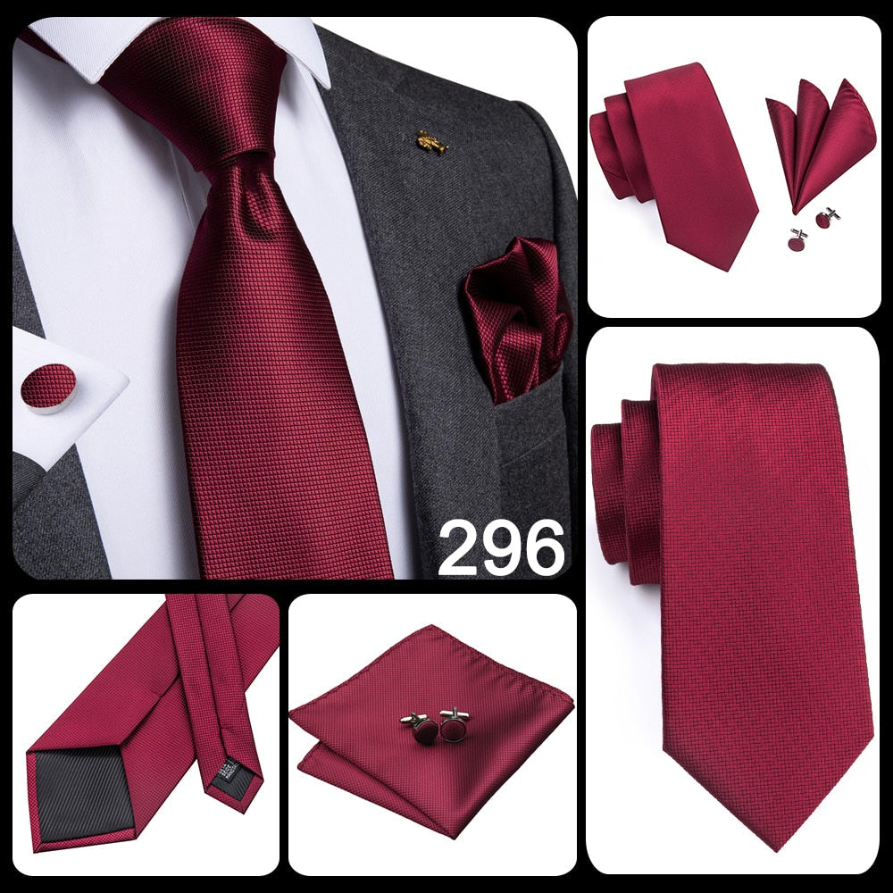 3 Piece Business Classic Blue Black Striped Solid Men's 3.4" Brand Necktie Pocket Square Cufflinks Wedding Party Silk Tie Set - The Clothing Company Sydney