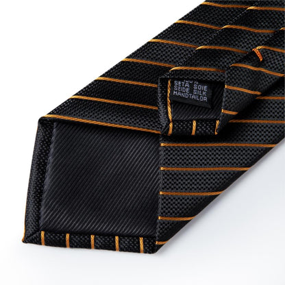 3 Piece Designer Mens Wedding Tie Gold Black Striped Silk Neck Ties Hanky Cufflinks Set The Clothing Company Sydney
