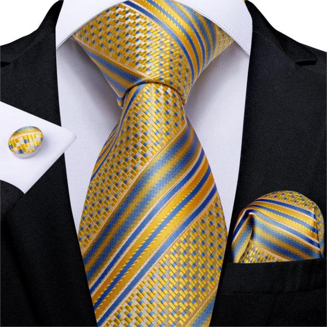 3 Piece Designer Mens Wedding Tie Gold Black Striped Silk Neck Ties Hanky Cufflinks Set The Clothing Company Sydney