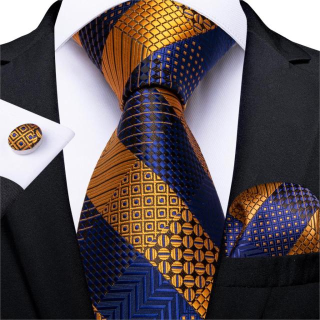 3 Piece Designer Mens Wedding Tie Gold Black Striped Silk Neck Ties Hanky Cufflinks Set The Clothing Company Sydney