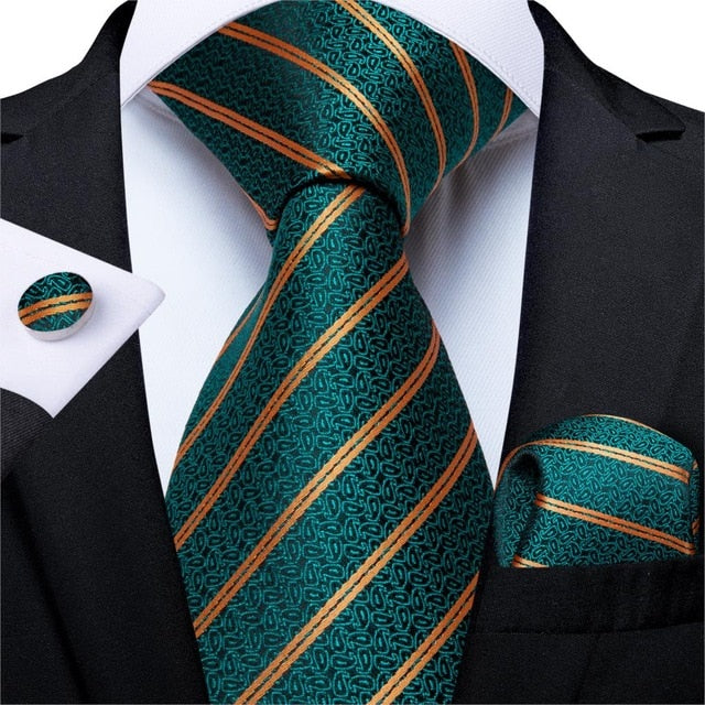 3 Piece Designer Mens Wedding Tie Gold Black Striped Silk Neck Ties Hanky Cufflinks Set The Clothing Company Sydney