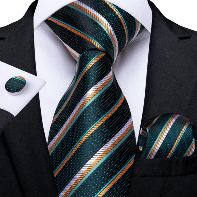 3 Piece Designer Mens Wedding Tie Gold Black Striped Silk Neck Ties Hanky Cufflinks Set The Clothing Company Sydney