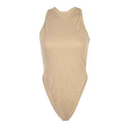 Backless Cross Tank Ribbed Knitted Solid Basic Body Fashion Sleeveless Bodysuits The Clothing Company Sydney