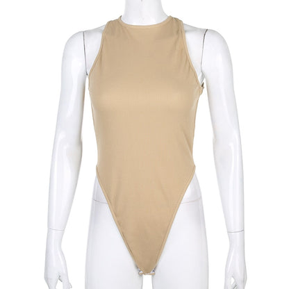 Backless Cross Tank Ribbed Knitted Solid Basic Body Fashion Sleeveless Bodysuits The Clothing Company Sydney