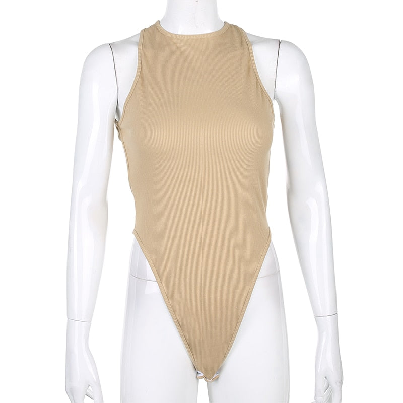 Backless Cross Tank Ribbed Knitted Solid Basic Body Fashion Sleeveless Bodysuits The Clothing Company Sydney