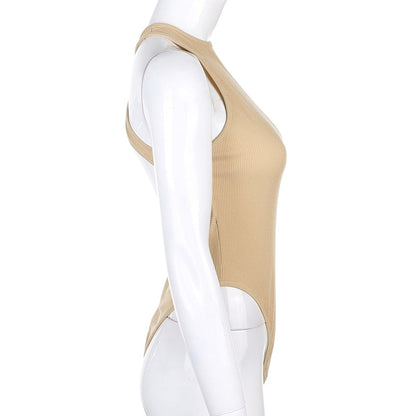 Backless Cross Tank Ribbed Knitted Solid Basic Body Fashion Sleeveless Bodysuits The Clothing Company Sydney