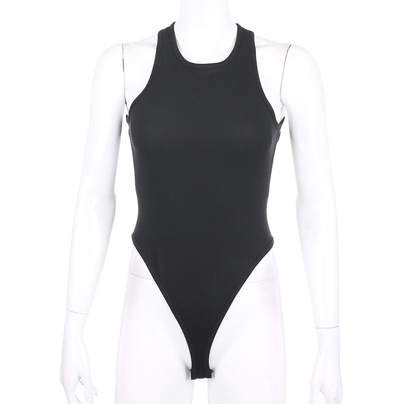 Backless Cross Tank Ribbed Knitted Solid Basic Body Fashion Sleeveless Bodysuits The Clothing Company Sydney