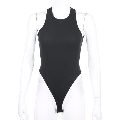 Backless Cross Tank Ribbed Knitted Solid Basic Body Fashion Sleeveless Bodysuits The Clothing Company Sydney